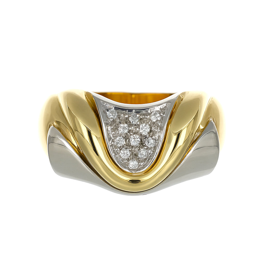 Anello - 18 carati Oro bianco, Oro giallo - 0.11ct. tw. Diamante (Naturale)