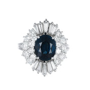 Anello - 18 carati Oro bianco - 5.60ct. tw. Zaffiro - Diamante