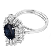 Anello - 18 carati Oro bianco - 5.60ct. tw. Zaffiro - Diamante