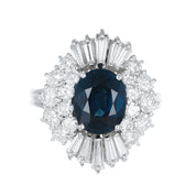 Anello - 18 carati Oro bianco - 5.60ct. tw. Zaffiro - Diamante