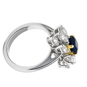 Anello - 18 carati Oro bianco, Oro giallo - 2.05ct. tw. Zaffiro - Diamante