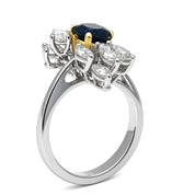 Anello - 18 carati Oro bianco, Oro giallo - 2.05ct. tw. Zaffiro - Diamante