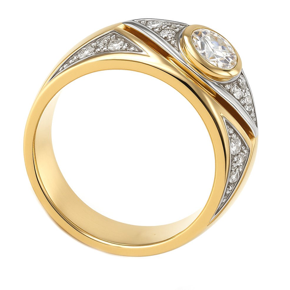 Anello - 18 carati Oro bianco, Oro giallo - 0.87ct. tw. Diamante (Naturale)