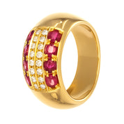 Anello - 18 carati Oro giallo - 1.28ct. tw. Rubino - Diamante