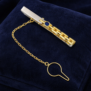 Zaffiro - 18 carati - Oro giallo, Oro bianco - Fermacravatta