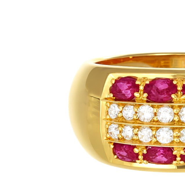 Anello - 18 carati Oro giallo - 1.28ct. tw. Rubino - Diamante