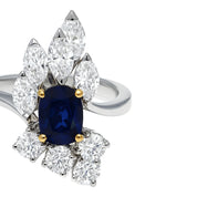 Anello - 18 carati Oro bianco, Oro giallo - 2.05ct. tw. Zaffiro - Diamante