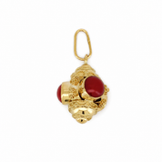 Ciondolo - 18 carati Oro giallo Corallo - Made In Italy - Handmade