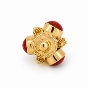 Ciondolo - 18 carati Oro giallo Corallo - Made In Italy - Handmade