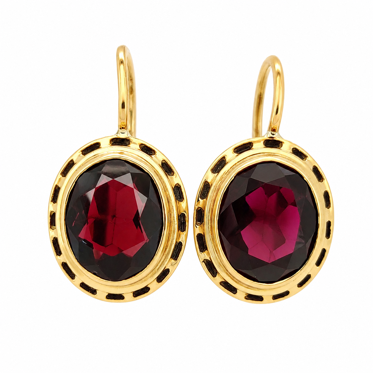 Orecchini - 18 carati Oro giallo - 8.00ct. tw. Granato - Made in Italy - Handmade