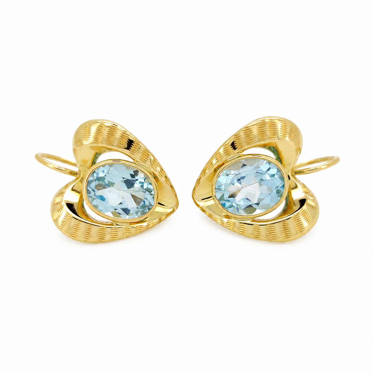 Orecchini - 18 carati Oro giallo - 7.00ct. tw. Acquamarina - Made in Italy - Handmade