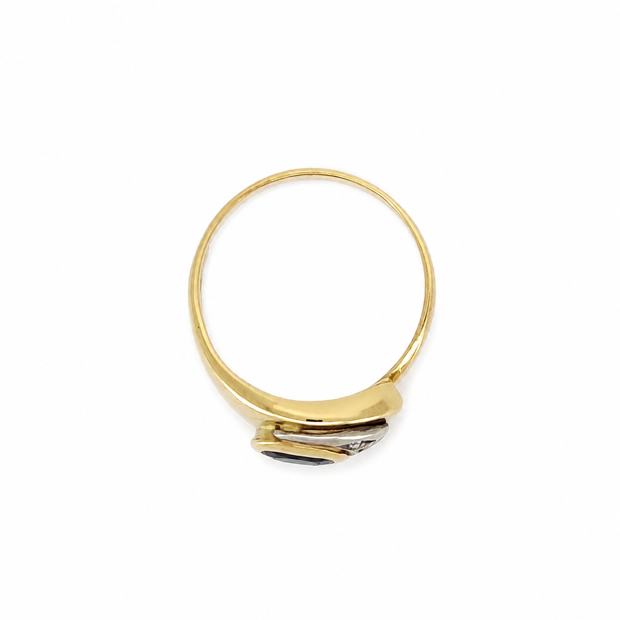 Anello - 18 carati Oro giallo, Oro bianco - 0.43ct. tw. Zaffiro - Diamante - Made in Italy - Handmade