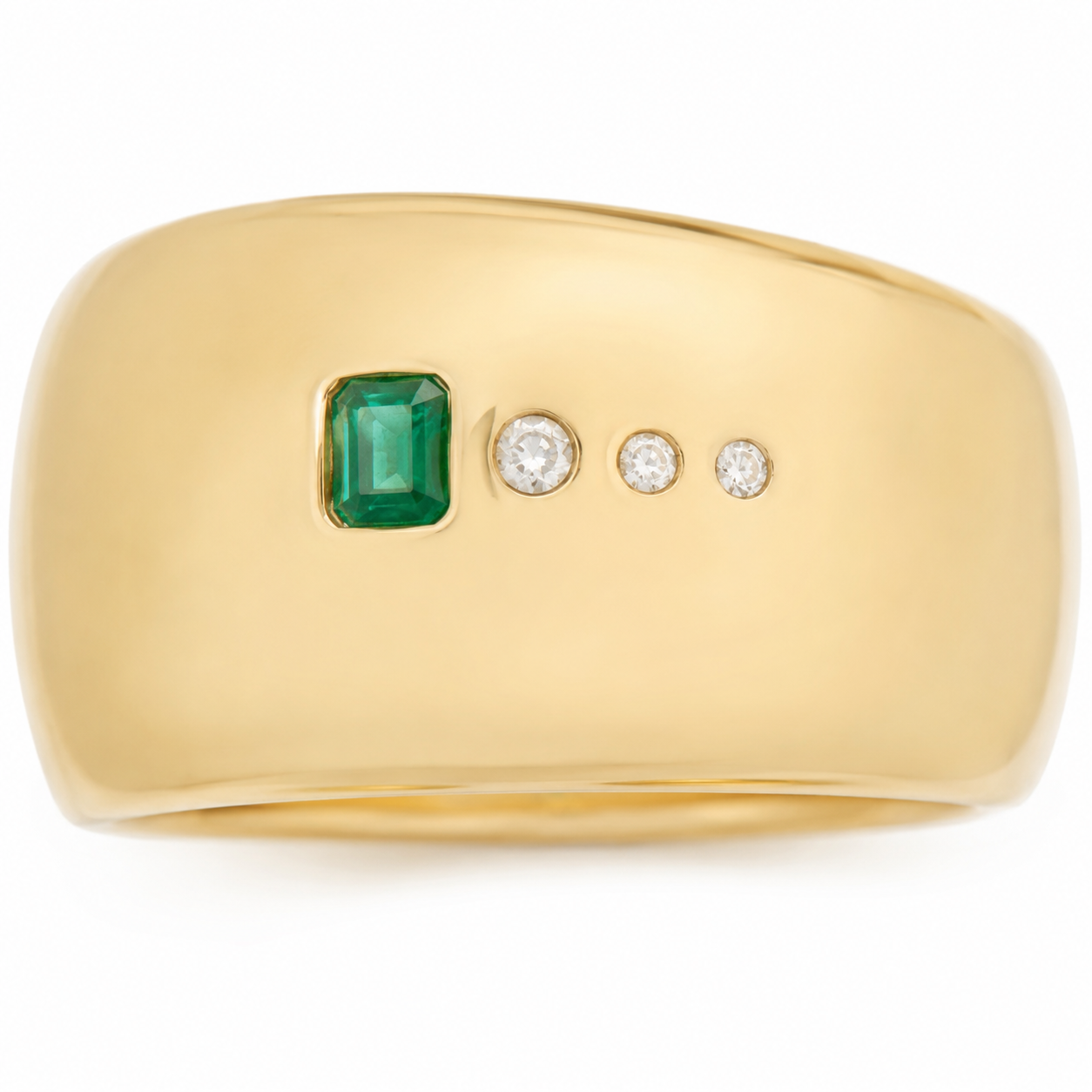 Anello - 18 carati Oro giallo - 0.13ct. tw. Smeraldo - Diamante - Made in Italy - Handmade