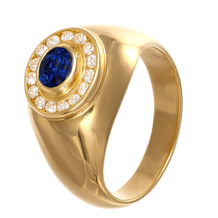 Anello - 18 carati Oro giallo - 0.68ct. tw. Zaffiro - Diamante