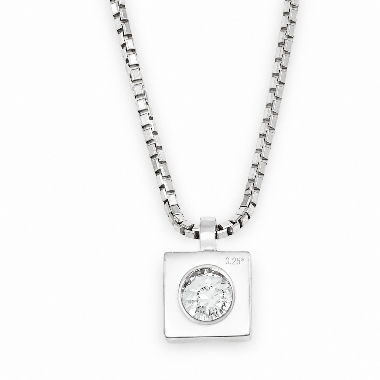 Collana con ciondolo - 18 carati Oro bianco - 0.25ct. tw. Diamante (Naturale) - Made in Italy - Handmade