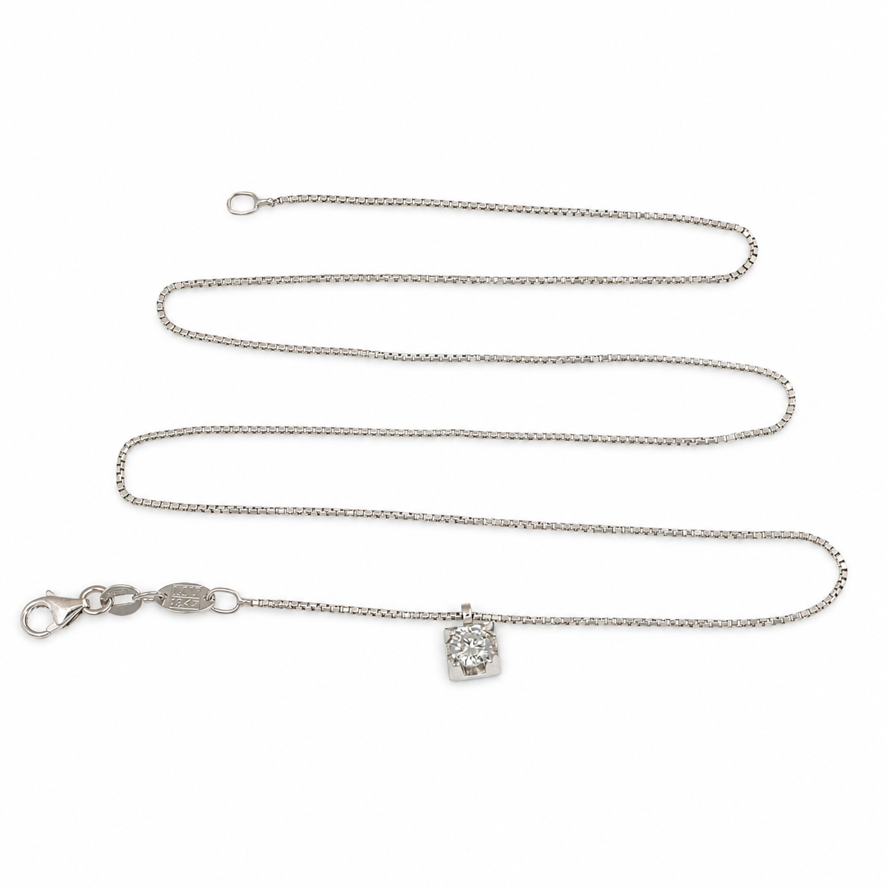 Collana con ciondolo - 18 carati Oro bianco - 0.25ct. tw. Diamante (Naturale) - Made in Italy - Handmade