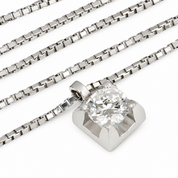 Collana con ciondolo - 18 carati Oro bianco - 0.25ct. tw. Diamante (Naturale) - Made in Italy - Handmade