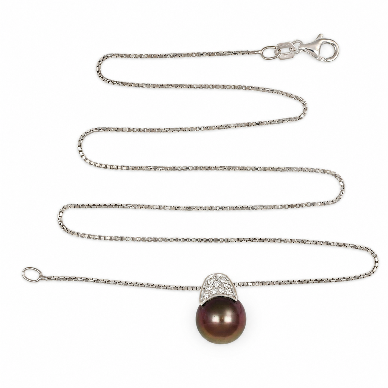 Collana - 18 carati Oro bianco - 0.15ct. tw. Diamante (Naturale) - Perla - Made in Italy - Handmade