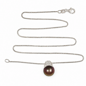 Collana - 18 carati Oro bianco - 0.15ct. tw. Diamante (Naturale) - Perla - Made in Italy - Handmade