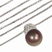 Collana - 18 carati Oro bianco - 0.15ct. tw. Diamante (Naturale) - Perla - Made in Italy - Handmade