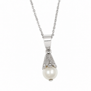 Collana - 18 carati Oro bianco Perla - Made in Italy - Handmade