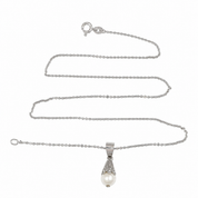 Collana - 18 carati Oro bianco Perla - Made in Italy - Handmade
