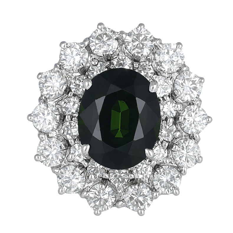 Anello - 18 carati Oro bianco - 3.45ct. tw. Zaffiro - Diamante