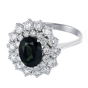 Anello - 18 carati Oro bianco - 3.45ct. tw. Zaffiro - Diamante