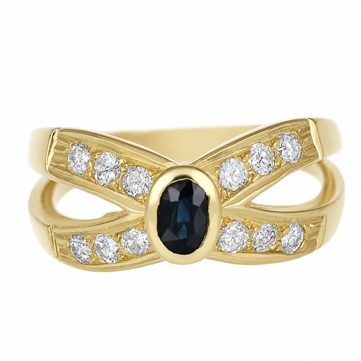 Anello - 18 carati Oro giallo - 0.86ct. tw. Zaffiro - Diamante - Made in Italy - Handmade