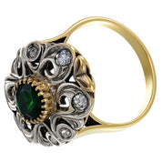 Anello in Oro Giallo ,Oro Bianco 18 carati -zaffiro Diamanti