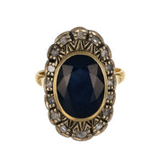 14 carati Oro giallo, Argento 925 - Anello - 10.00 ct Zaffiro - Ct 0.40 Diamanti