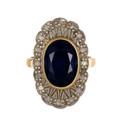 14 carati  Oro giallo, Argento 925 - Anello- Zaffiro -Diamanti