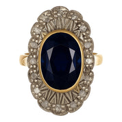 14 carati  Oro giallo, Argento 925 - Anello- Zaffiro -Diamanti