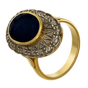 14 carati  Oro giallo, Argento 925 - Anello- Zaffiro -Diamanti