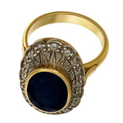 14 carati  Oro giallo, Argento 925 - Anello- Zaffiro -Diamanti