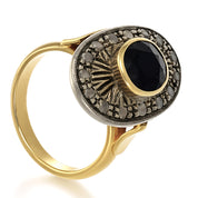 14 carati Oro giallo, Argento 925 - Anello- Zaffiro -Diamanti