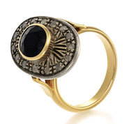 14 carati Oro giallo, Argento 925 - Anello- Zaffiro -Diamanti