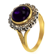 Anello in Oro giallo 18 carati e Argento 800 Ametista e Diamanti