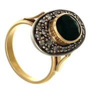 14 carati  Oro giallo, Argento 925 - Anello- Zaffiro -Diamanti