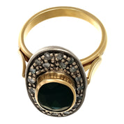 14 carati  Oro giallo, Argento 925 - Anello- Zaffiro -Diamanti