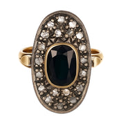 14 carati Oro giallo, Argento 925 - Anello- Zaffiro -Diamanti