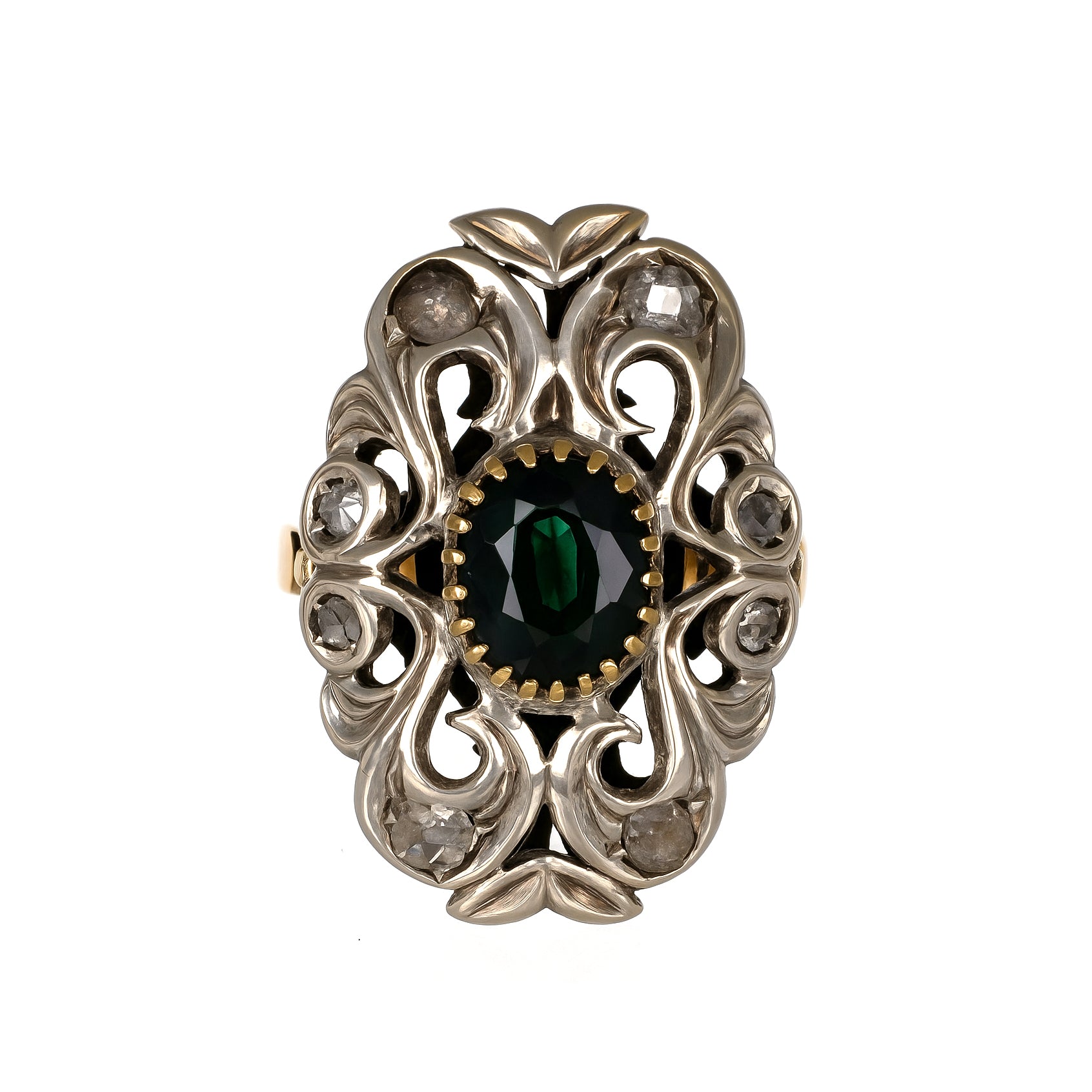 Anello in Oro Giallo ,Oro Bianco 18 carati -zaffiro Diamanti