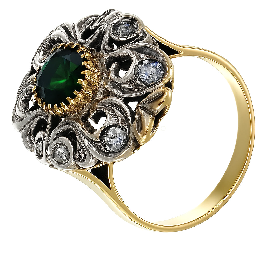 Anello in Oro Giallo ,Oro Bianco 18 carati -zaffiro Diamanti