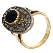 14 carati Oro giallo, Argento 925 - Anello- Zaffiro -Diamanti