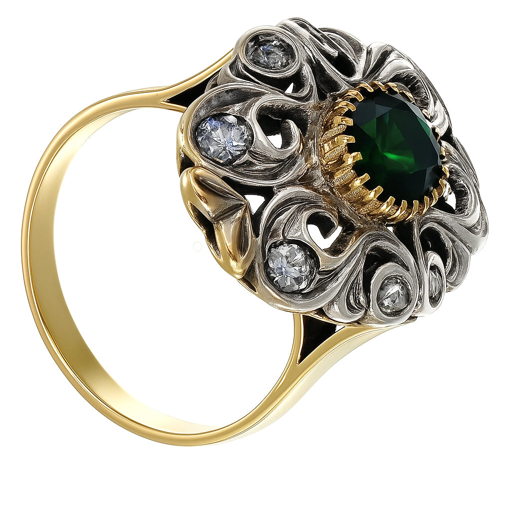 Anello in Oro Giallo ,Oro Bianco 18 carati -zaffiro Diamanti