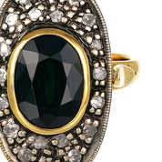 14 carati  Oro giallo, Argento 925 - Anello- Zaffiro -Diamanti