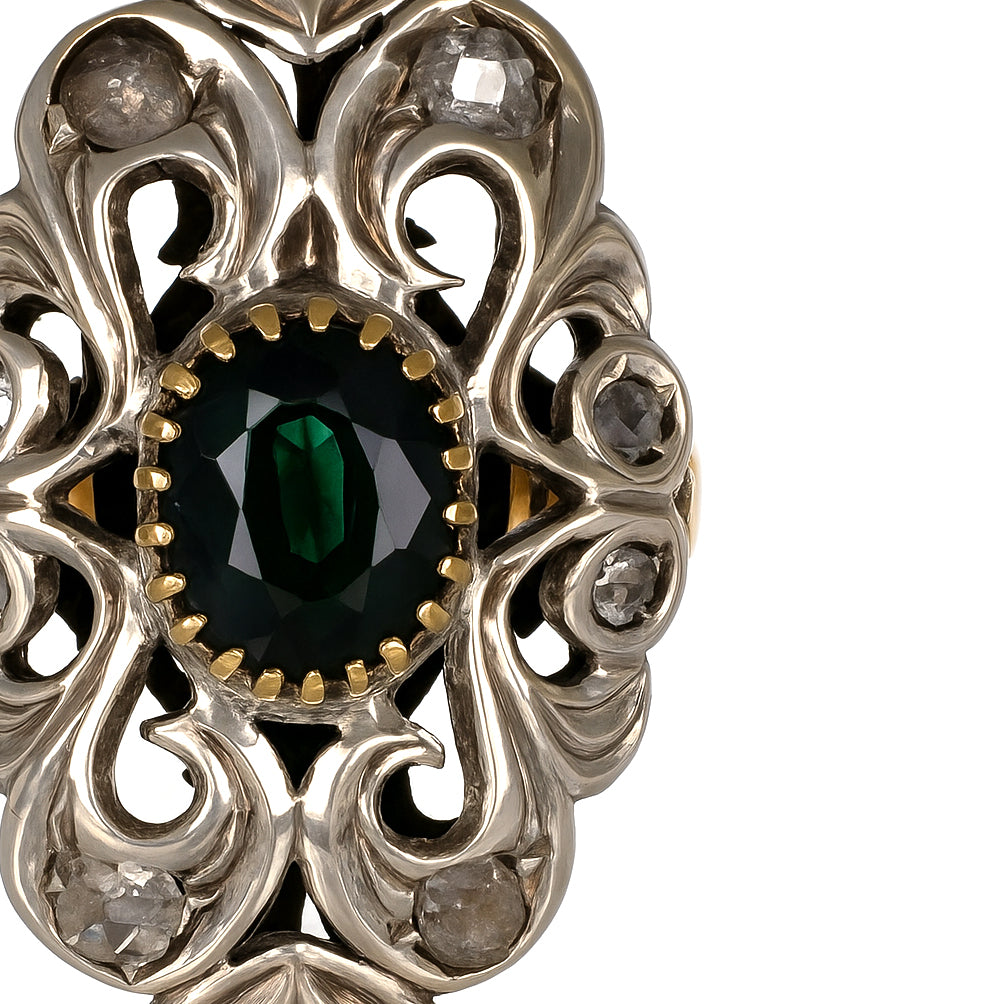 Anello in Oro Giallo ,Oro Bianco 18 carati -zaffiro Diamanti