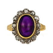 Anello in Oro giallo 18 carati e Argento 800 Ametista e Diamanti