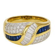 Anello - 18 carati Oro giallo - 1.48ct. tw. Zaffiro - Diamante