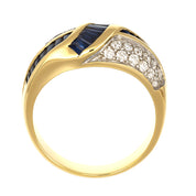 Anello - 18 carati Oro giallo - 1.48ct. tw. Zaffiro - Diamante